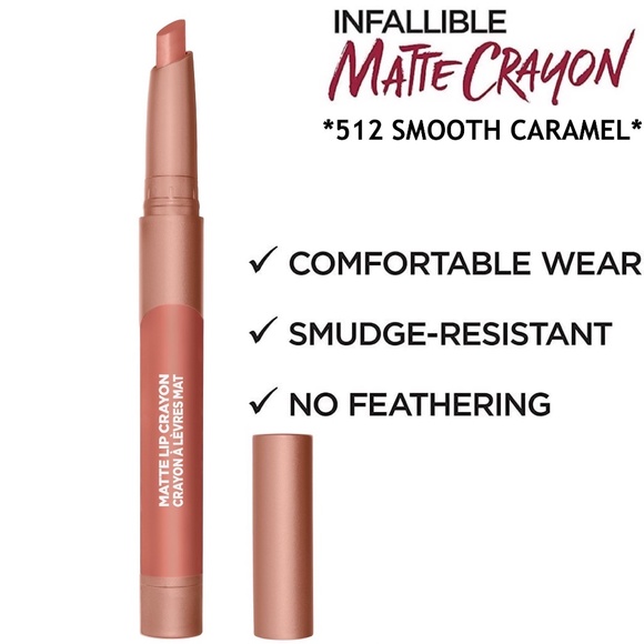 💖5/$25💖 L'Oreal Infallible Matte Lip Crayon - 512 Smooth Caramel SEALED - Picture 2 of 4